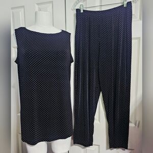 Ronni Nicole By Ouida 2 Pc Set Black/White Polka Dots Pants & Top Sz 14P